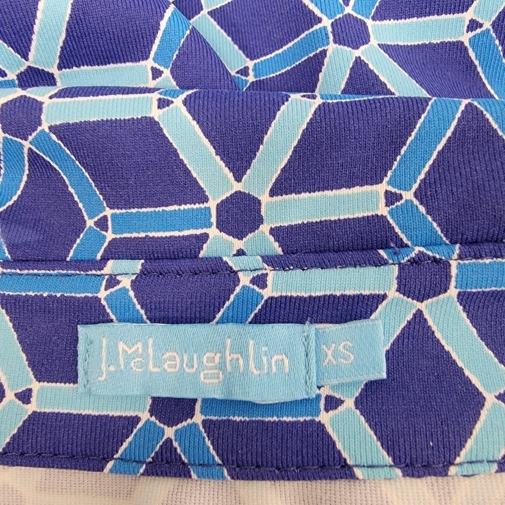 J.McLaughlin Polo Dress XS Blue Geometric Catalina Cloth Sleeveless Pockets - Picture 4 of 9